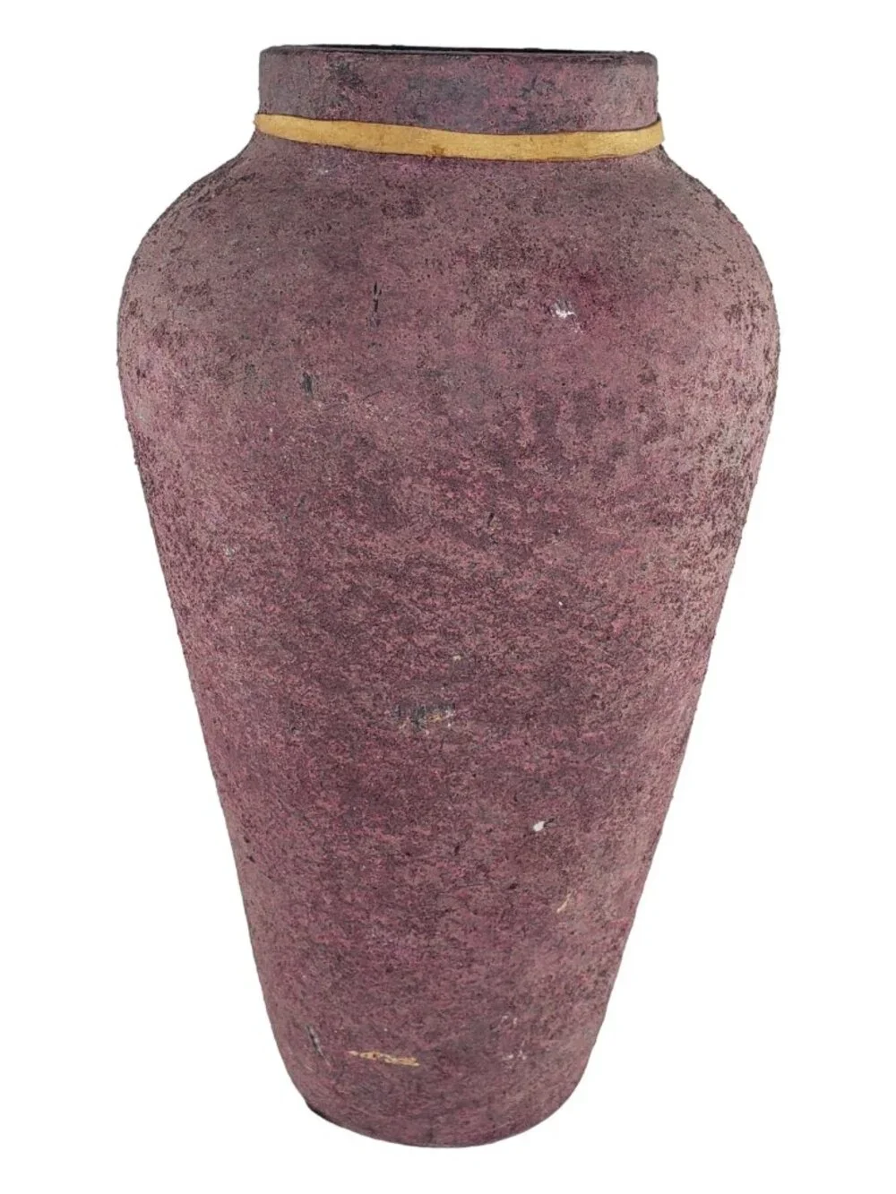Raku Style Large Vase Rough Spackled Texture Leather Strap
